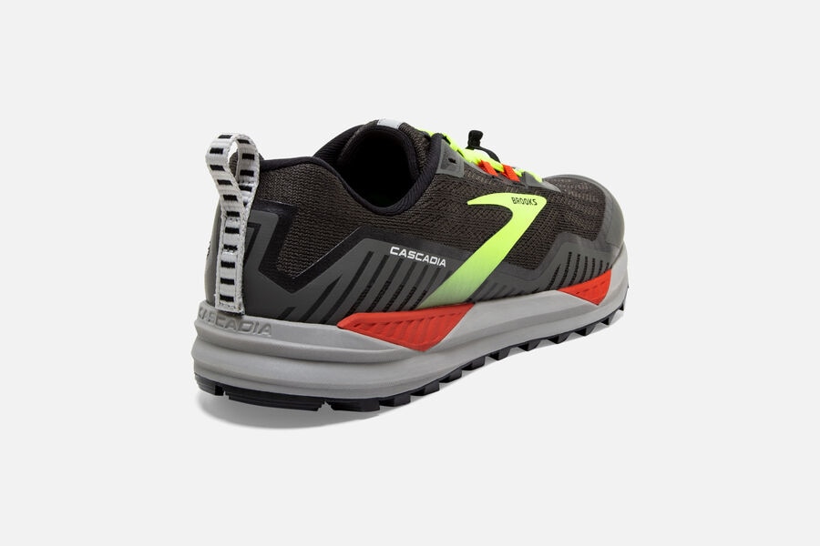 Cascadia 15 Trail Brooks Running Shoes NZ Mens - Black/Green - UVNSHP-702